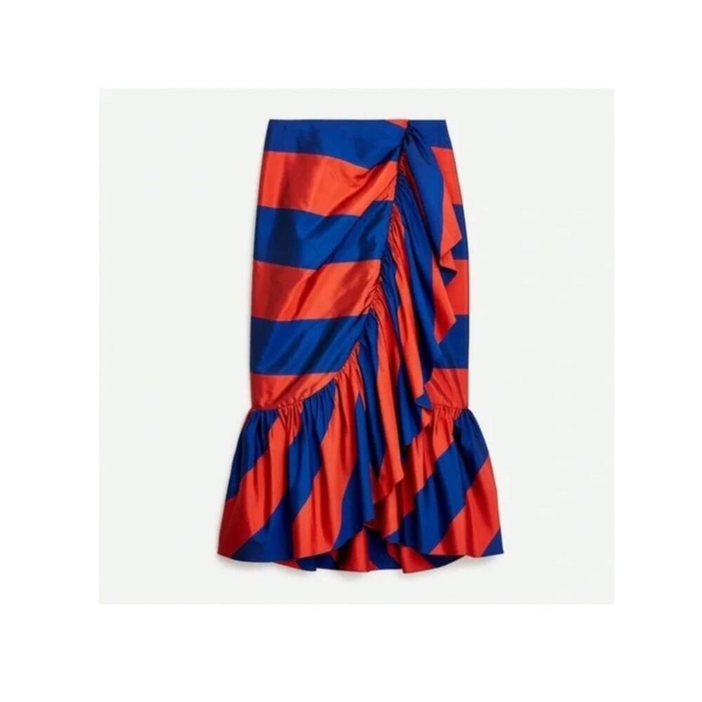 J.Crew Rugby Stripe ruffle faux wrap style skirt 4 - Picture 3 of 14